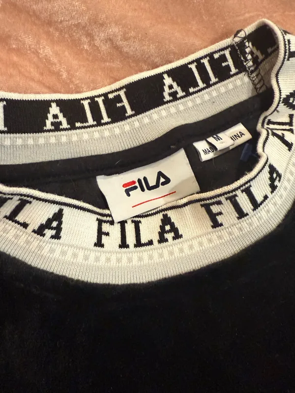 Vintage Fila Black Velvet Velour Long Sleeve Top Size M - Image 3