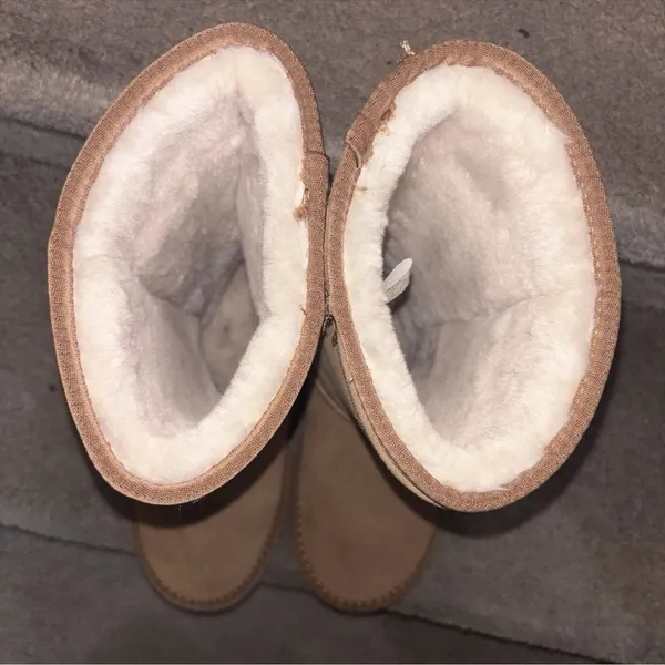 Ausland Women's Snow tall Boots Sz 5.5 US chestnut Fur Lined Winter Sheepskin - Image 7