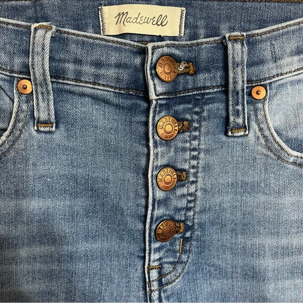 Madewell‎ Cali Demi Boot Jeans Distressed Hem Size 26 Button Fly Stretchy - Image 2