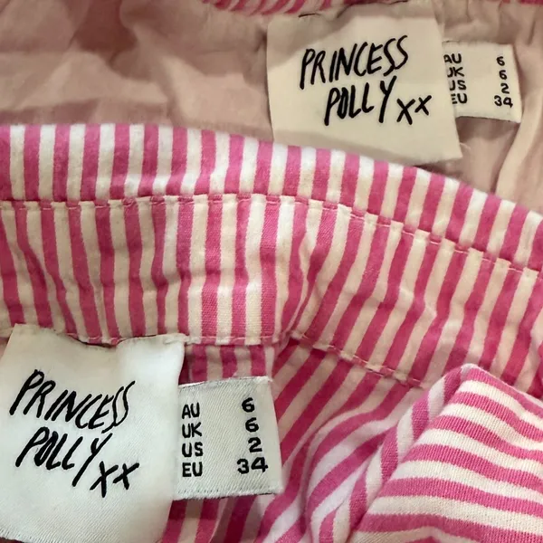 PRINCESS POLLY Pink Striped 2 Piece Set Boxer Shorts & Button Up Size 2 Small - Image 13
