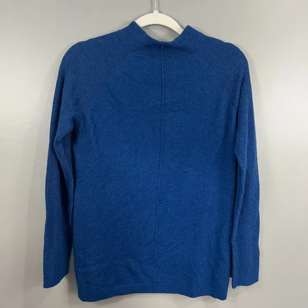 Forte Cashmere Womens Cashmere Mock Turtleneck Long Sleeve Sweater Blue Small - Image 4