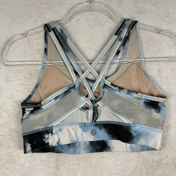 Lululemon‎ Free To Be Wild Sports Bra Size 8 Blue White Abstract Strappy Back - Image 2