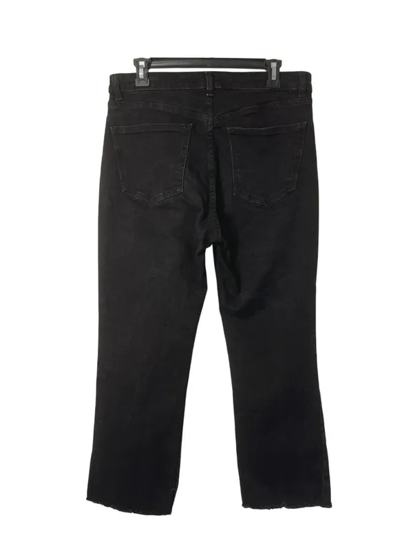 Zara Womens 10 Black Cropped Straight Leg Jeans Raw Hem High Rise Used - Image 2