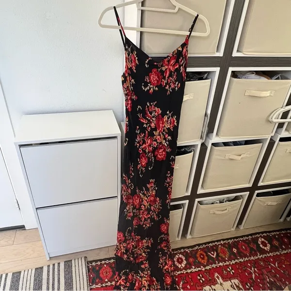 Reformation Parma Maxi Dress in Black with Roses - Image 5