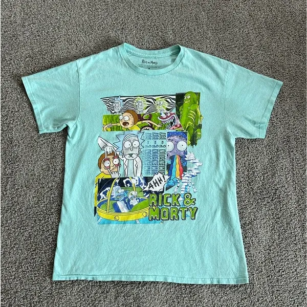 Cartoon Network Rick & Morty Adult Mint Green T-Shirt size Medium - Image 3