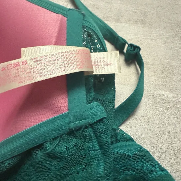 Victoria's Secret‎ PINK Green Lace Bralette Lightly Lined Stretch Size M EUC - Image 9