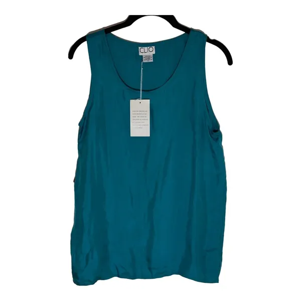 Vintage Clio Silk Tank Top Women Size S Sleeveless Scoop Neck Retro Y2K - Image 2