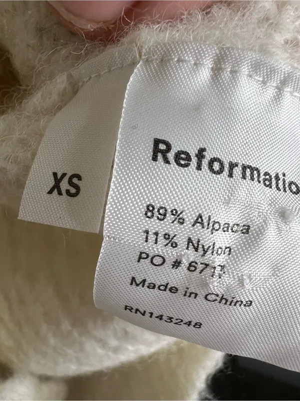 Reformation Alpaca Blend Ivory Neutral Chic Fuzzy Knit Crewneck‎ Sweater - Image 6
