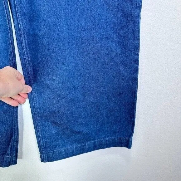 Abercrombie & Fitch Mid Rise Baggy Wide Leg Dark Denim Trouser‎ Jean Size 33 16L - Image 6