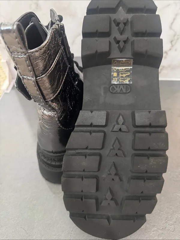 MK Colby Crackled Metallic Leather Combat Boot - Image 8