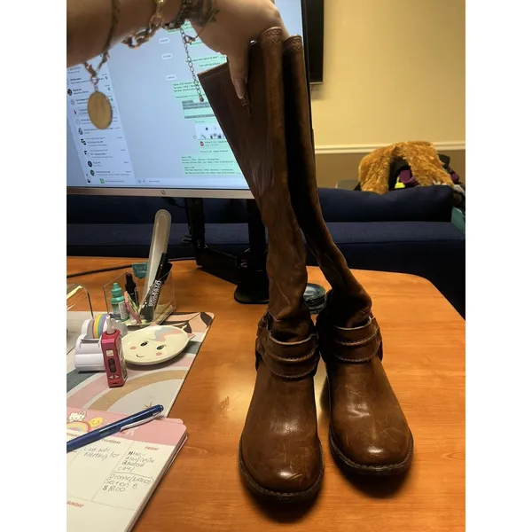 Frye Women’s 6.5B Leather Carmen Harness Tall Knee High‎ Boots Cognac Color - Image 5
