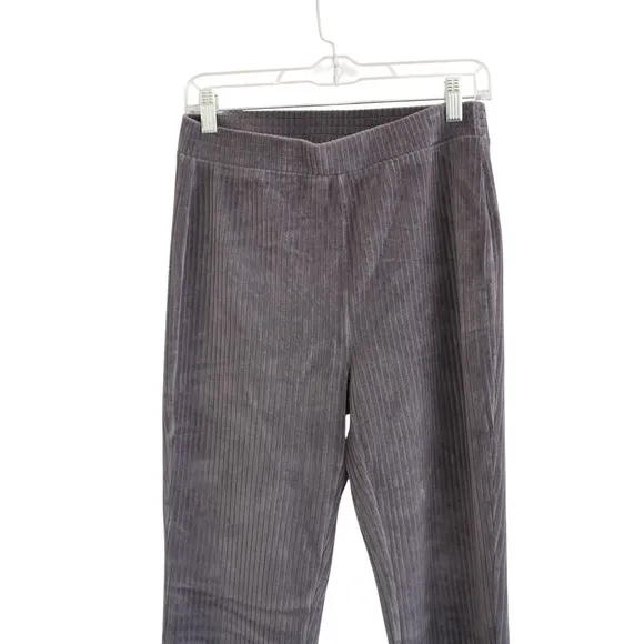 Aerie Ribbed Velour Flare‎ Pants Gray High Waisted Leggings Size Medium Cozy - Image 2