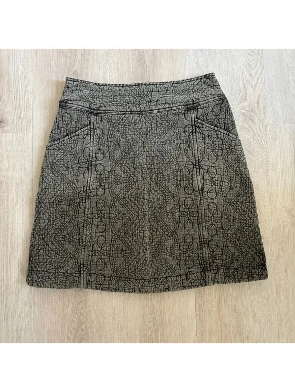 Anthropologie Pilcro EUC Women's Green Gray Quilted Mini Skirt Size 2 - Image 3
