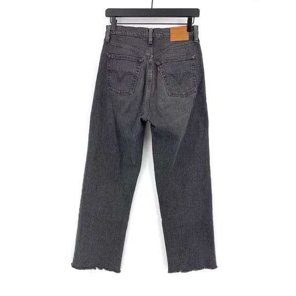 LEVI'S Premium Ribcage Straight Ankle Jean Wash Black Grey Denim 26 - Image 9