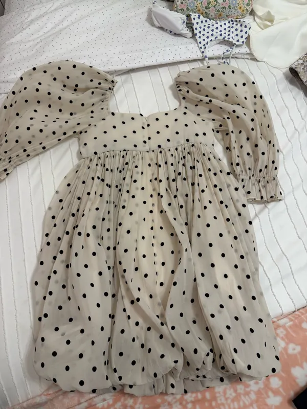 Sofia the Label polka dot bubble dress Tan - Image 2