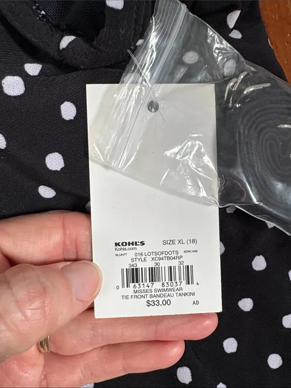 croft & barrow Black Polka Dot Strapless Swim Shirt size XL - Image 3