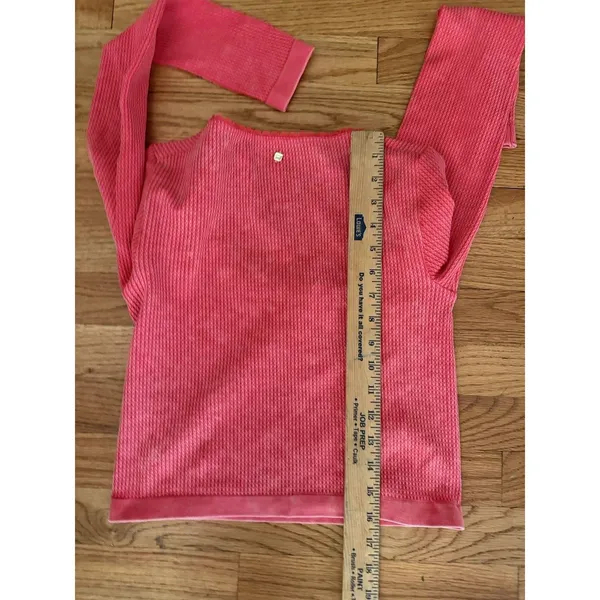 Fabletics Top Size Small‎ Red Henley Crop Long Sleeve Ribbed Y2K Style Babydoll - Image 4