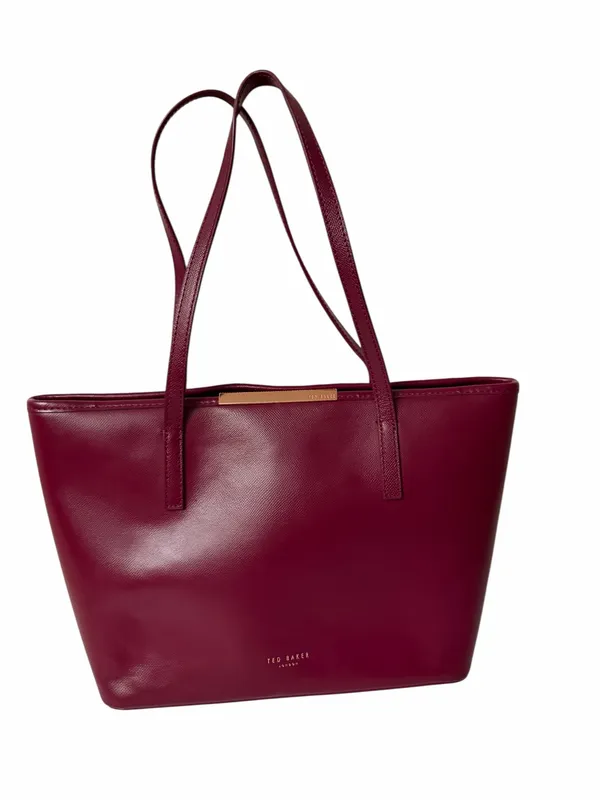 Ted Baker Burgundy Tote Bag Large Structured Shoulder Handbag - Image 2