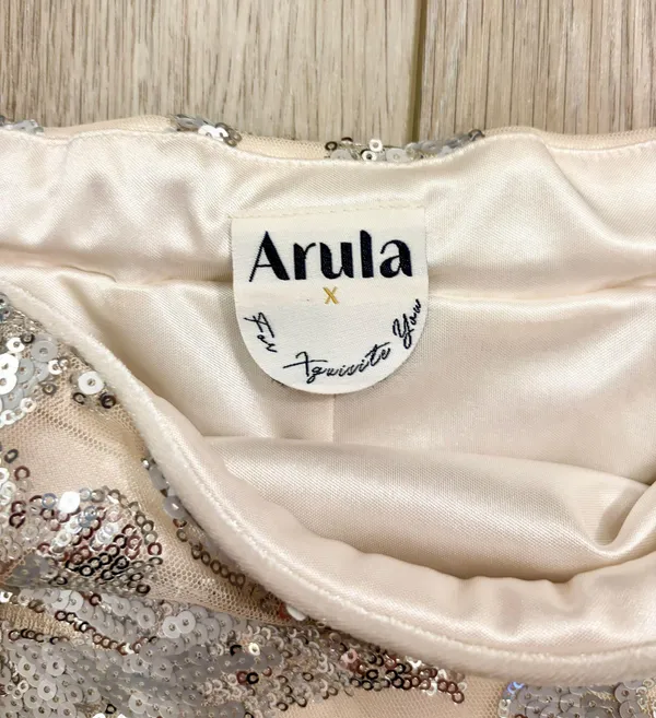 NWOT Altar’d State Arula xquisite silver sequin mini skirt festival preppy - Image 5