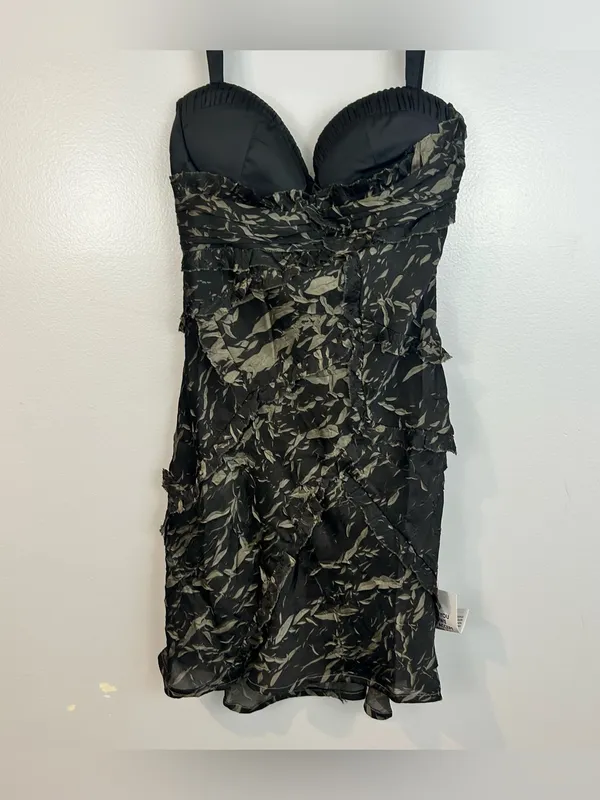 NWT Asos Satin Corset Textrued Asymmetric Grunge Floral Print Mini Dress Size 8 - Image 3