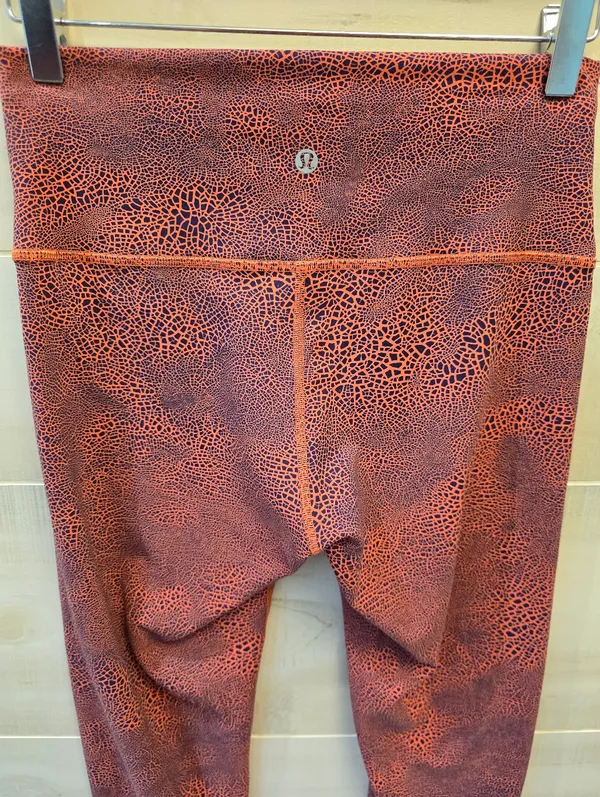 {8} Lululemon Wunder Under Train HR Crop Crackle Glaze Vintage Orange Larkspur - Image 9