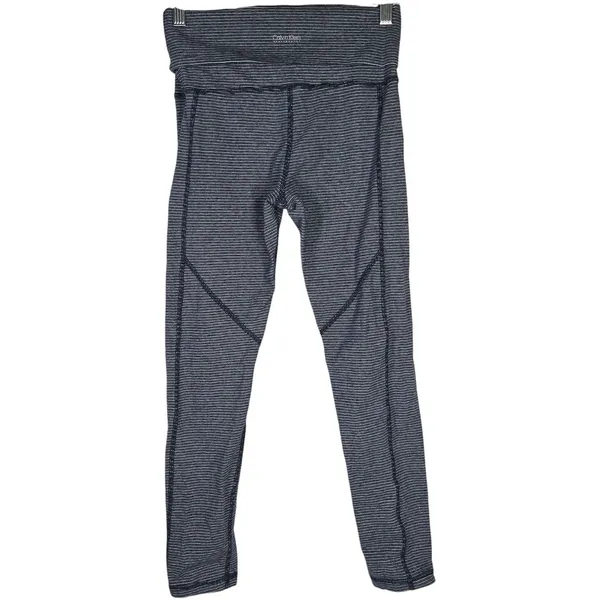 Calvin Klein Performance Athletic Fold Over Leggings Striped‎ Stretch Women's S - Image 2