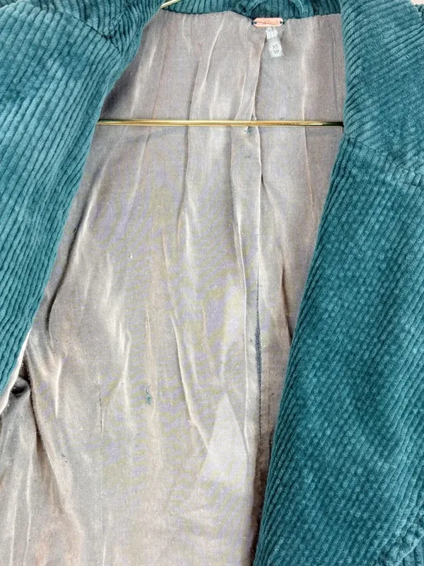 Free People Teal Corduroy Cropped Moto Jacket Size XS - Image 12