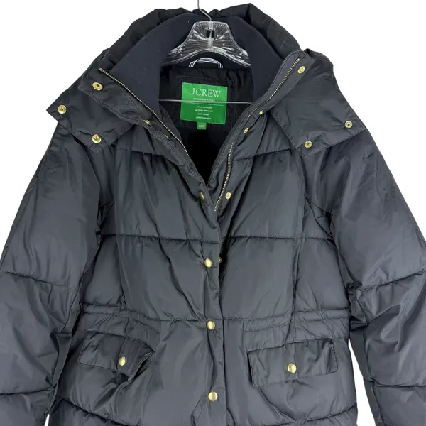J. Crew New Chateau Puffer Coat Water Resistant Black Size M - Image 4