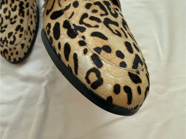 Halogen Leopard Print Calf Hair Mule Loafers Size 10 - Image 8