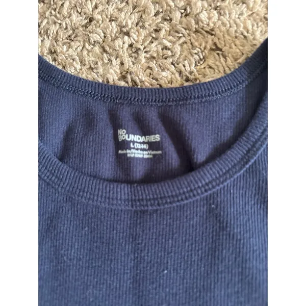 No‎ Boundaries Women's Navy Blue Ribbed Tank Top Size Large - Image 2