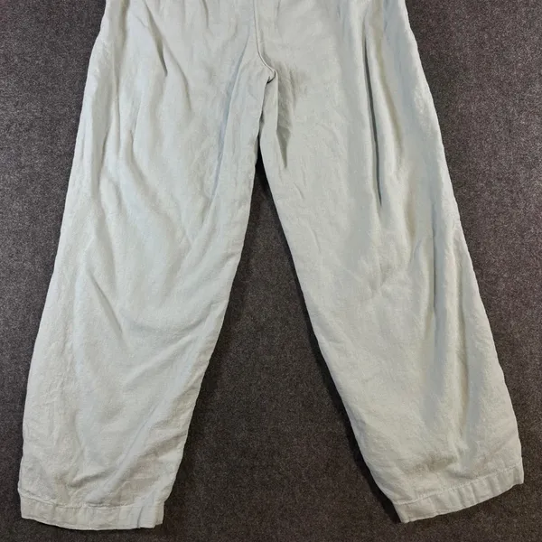 Abercrombie & Fitch Blue Green Linen Blend Wide Leg Pull On Pants Medium Regular - Image 2