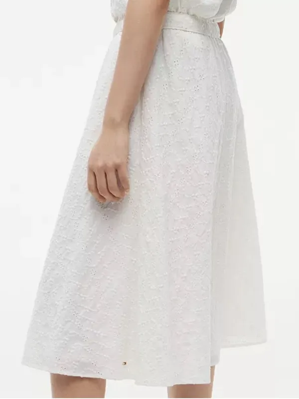 Tommy Hilfiger Women's Broderie Eyelet Elasticated-Waist White Skirt Medium $90 - Image 4