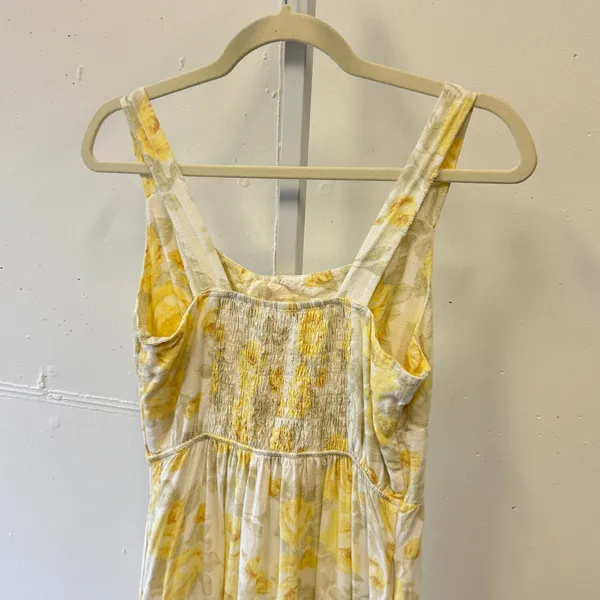 Monteau Los Angeles Yellow Floral Linen Blend Midi Dress 502443-3 Small Sundress - Image 6