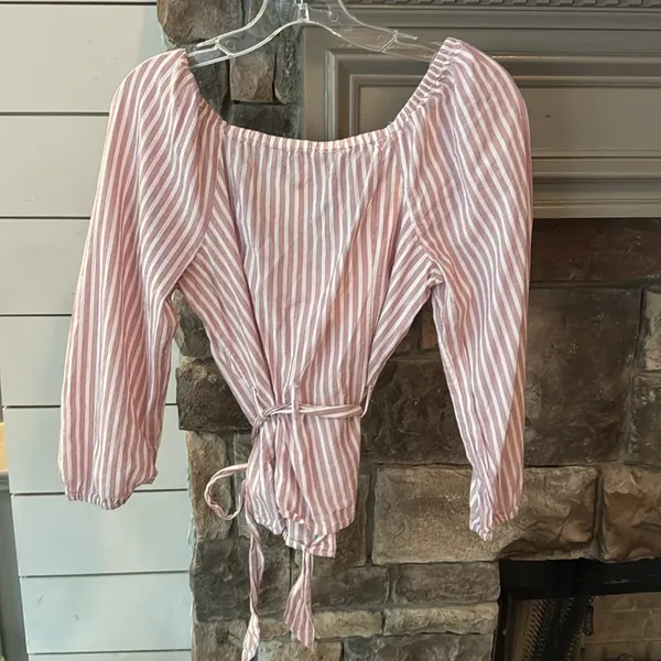 Abercrombie & Fitch Tie Front Stripe‎ Button Front Top, M - Image 8