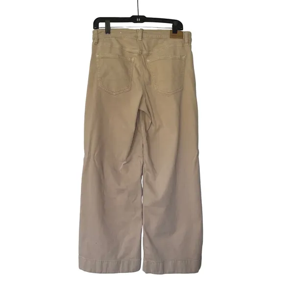 American Eagle Low Rise Baggy Wide Leg Khaki Tan Front Seam Pants Size 8 Regular - Image 2