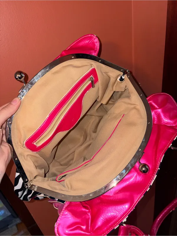 Y2K 2000’s Pink Floral Zebra-Print Shoulder Bag - Image 7