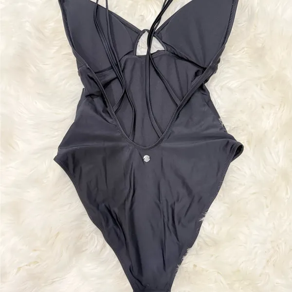 Gymshark Black Cutout One-Piece Swimsuit Strappy Back Medium - Image 10