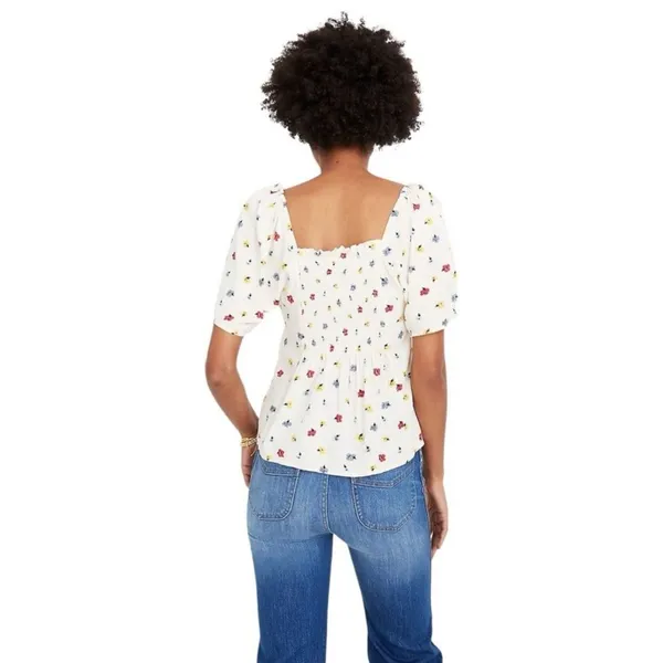 Madewell Seamed‎ Button Down Colorful Floral Confetti Short Sleeve Blouse Small - Image 4