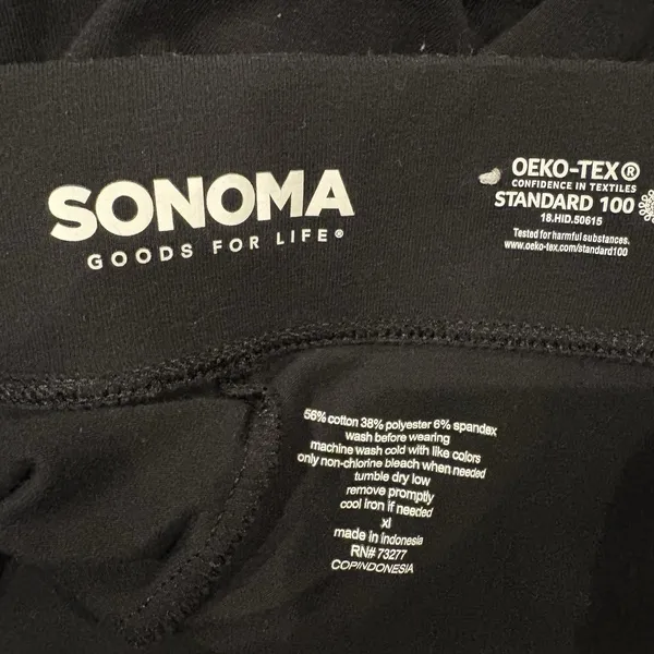 Soma Sonoma Black Cropped Leggings Mid Rise Size XL Womens Pull on Cotton Blend - Image 2