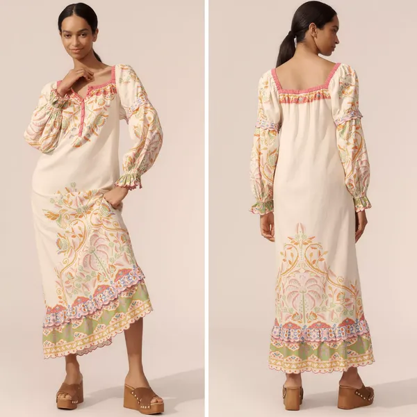 FARM RIO NWT Anthropologie Printed Linen Blend Dress Size XS - Image 3