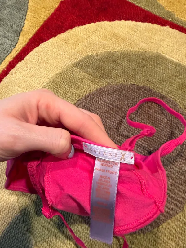 Savage X Fenty Cotton Jersey Bralette Logo Straps Un-Padded Pink Size Medium - Image 5