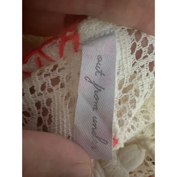 Out‎ From Under Crochet Cover Up Tunic Dress Ivory Orange Trim Backless - Image 5