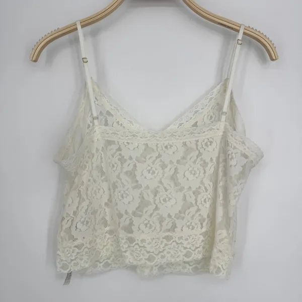 By Anthropologie Lace Camisole XL Ivory Coquette Romantic Boho Layering Floral - Image 6
