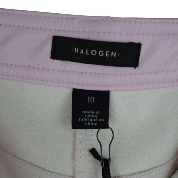 Halogen Faux Leather Pants Women Size 10 Pink Straight Leg Nordstrom High Rise - Image 6