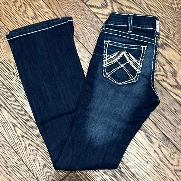 REAL ARIAT Low Rise Boot‎ Rosy Whipstitch Jeans C21 - Image 6