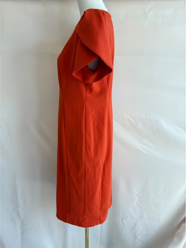 Calvin Klein Women's Orange Dress with Puff Sleeves and Back Zipper - Image 4