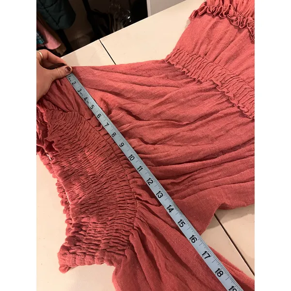 Misa Darla Brick Pink Soft Lightweight USA Off Shoulder Summer Dress Size XS - Image 9