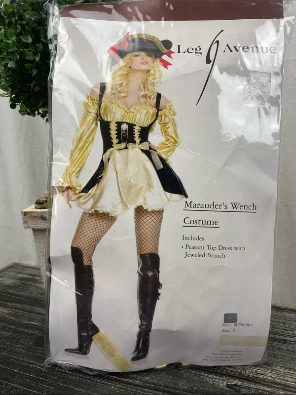 Leg Avenue Gold & Black Pirate Marauder’s Bar Tavern Wench Halloween Costume S - Image 4