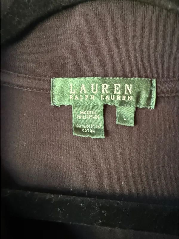 Lauren Ralph Lauren Black Cotton Long Sleeve Polo Shirt Size L - Image 3