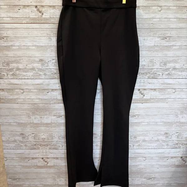 Express Womens M Pants Skyscraper‎ Super High Rise Black Flared Slit Hem Stretch - Image 2